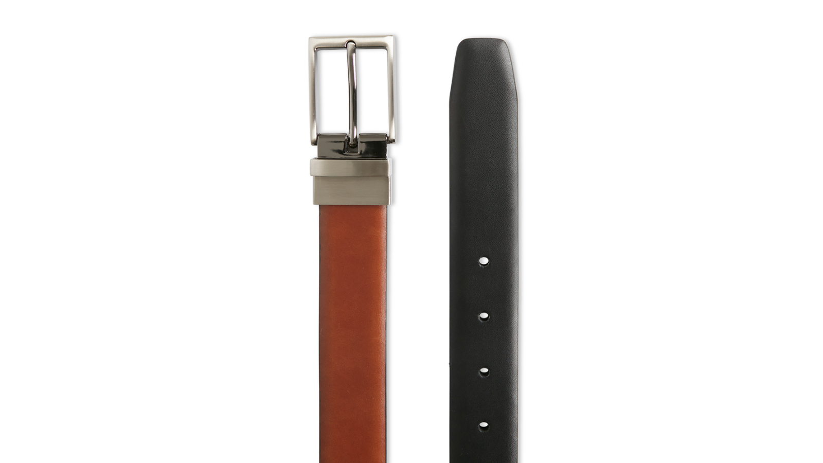 Jeff Banks Tan/Black Slim-line Leather Belt - Size 44