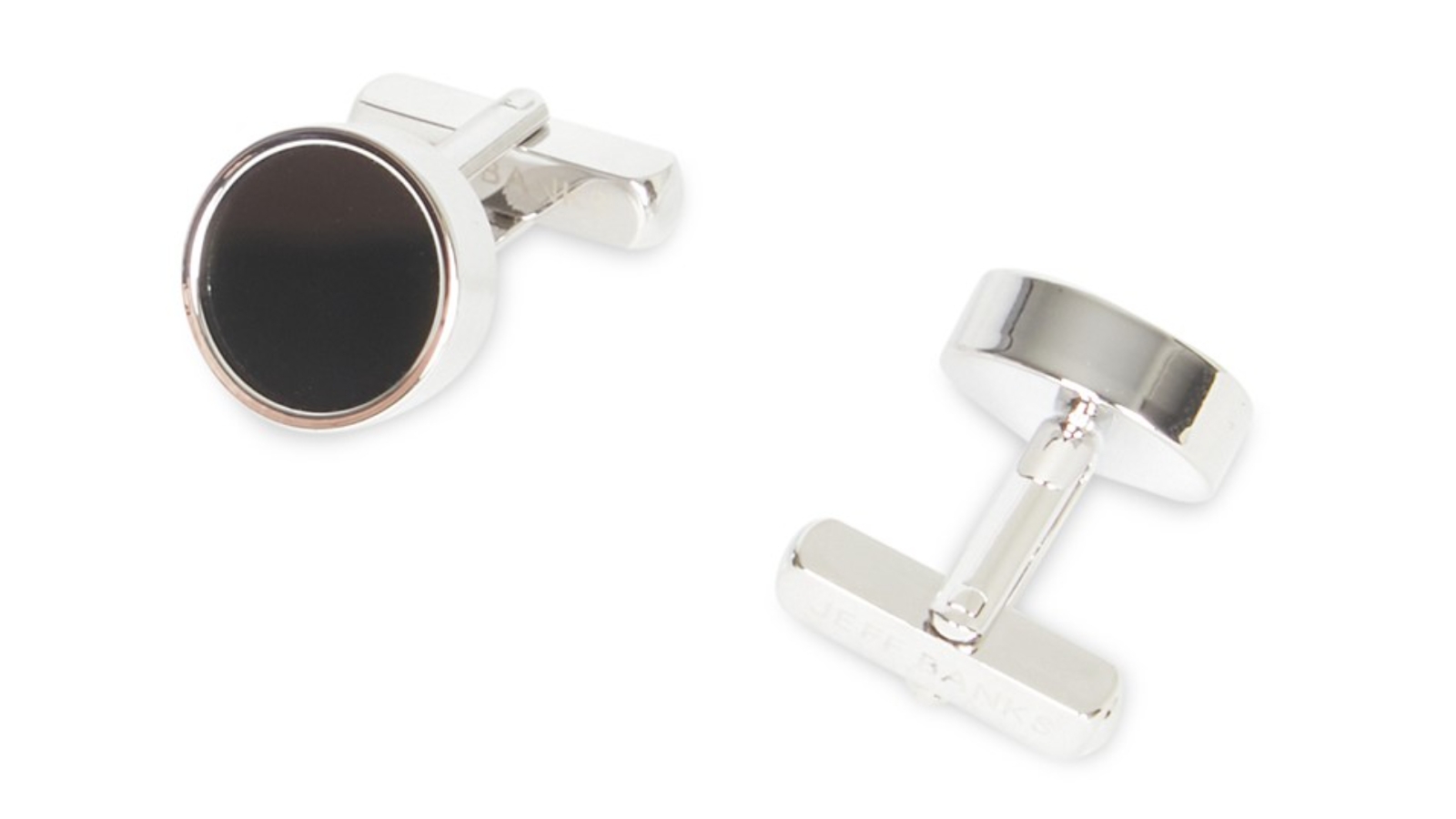 Jeff Banks Cufflinks Smooth Silver - Blue