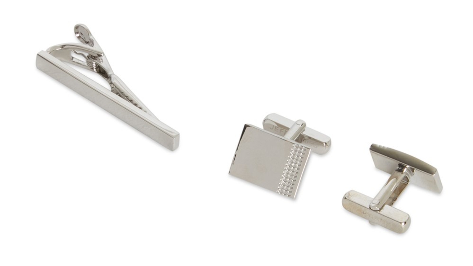 Jeff Banks Metal Tie Bar and Cufflinks Set