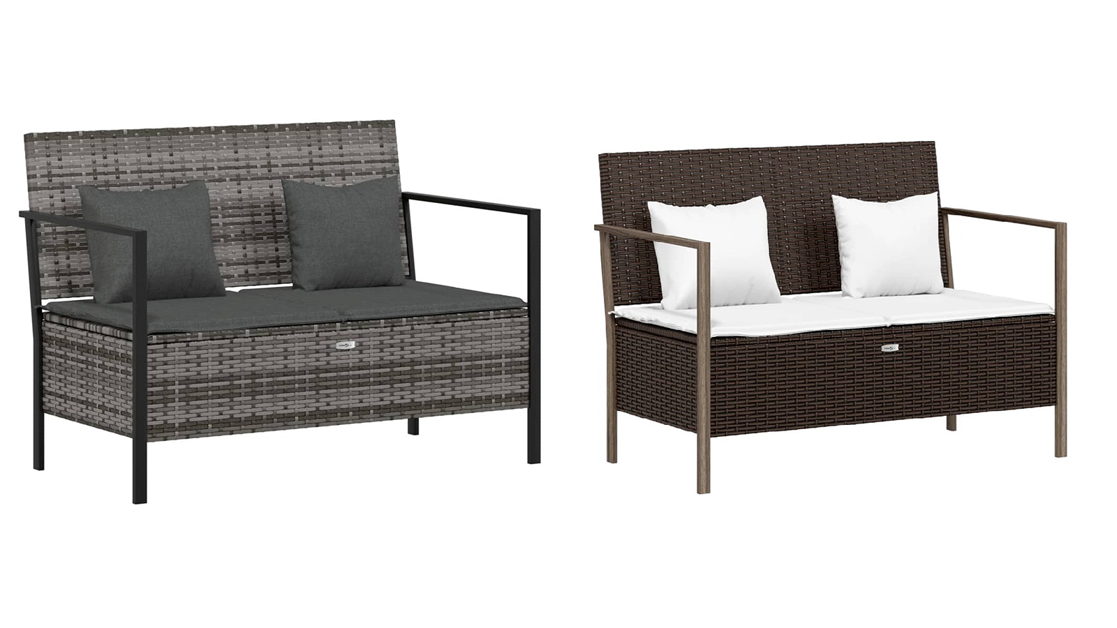vidaXL 2-Seater Poly Rattan Garden Bench with Cushion