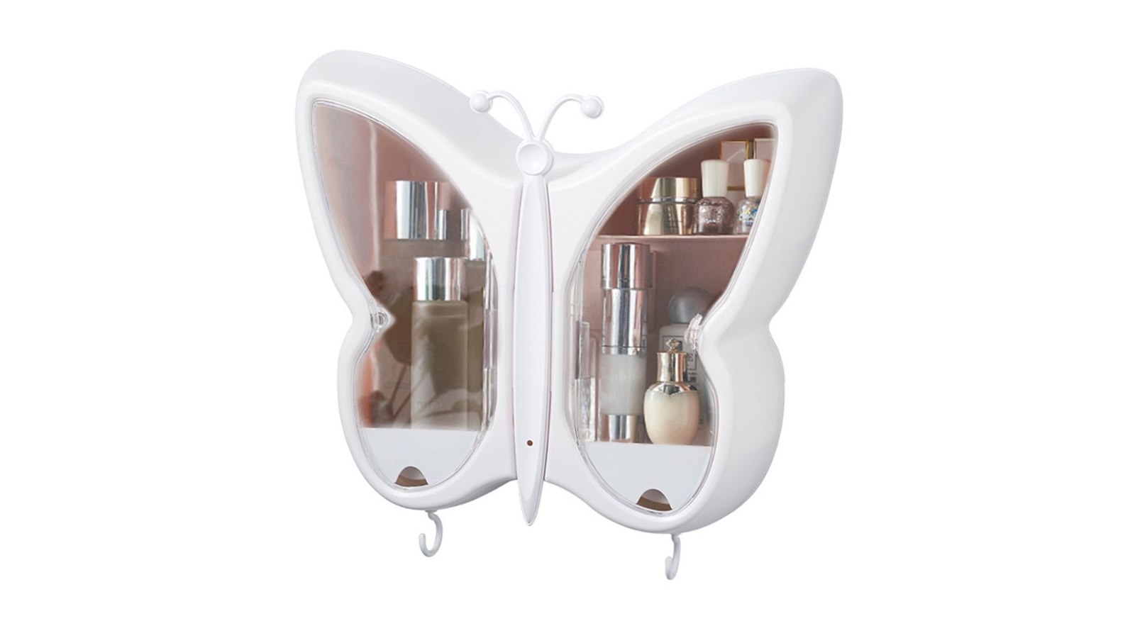 Soga Butterfly Shape Wall-Mounted Makeup Organiser Storage Box - White