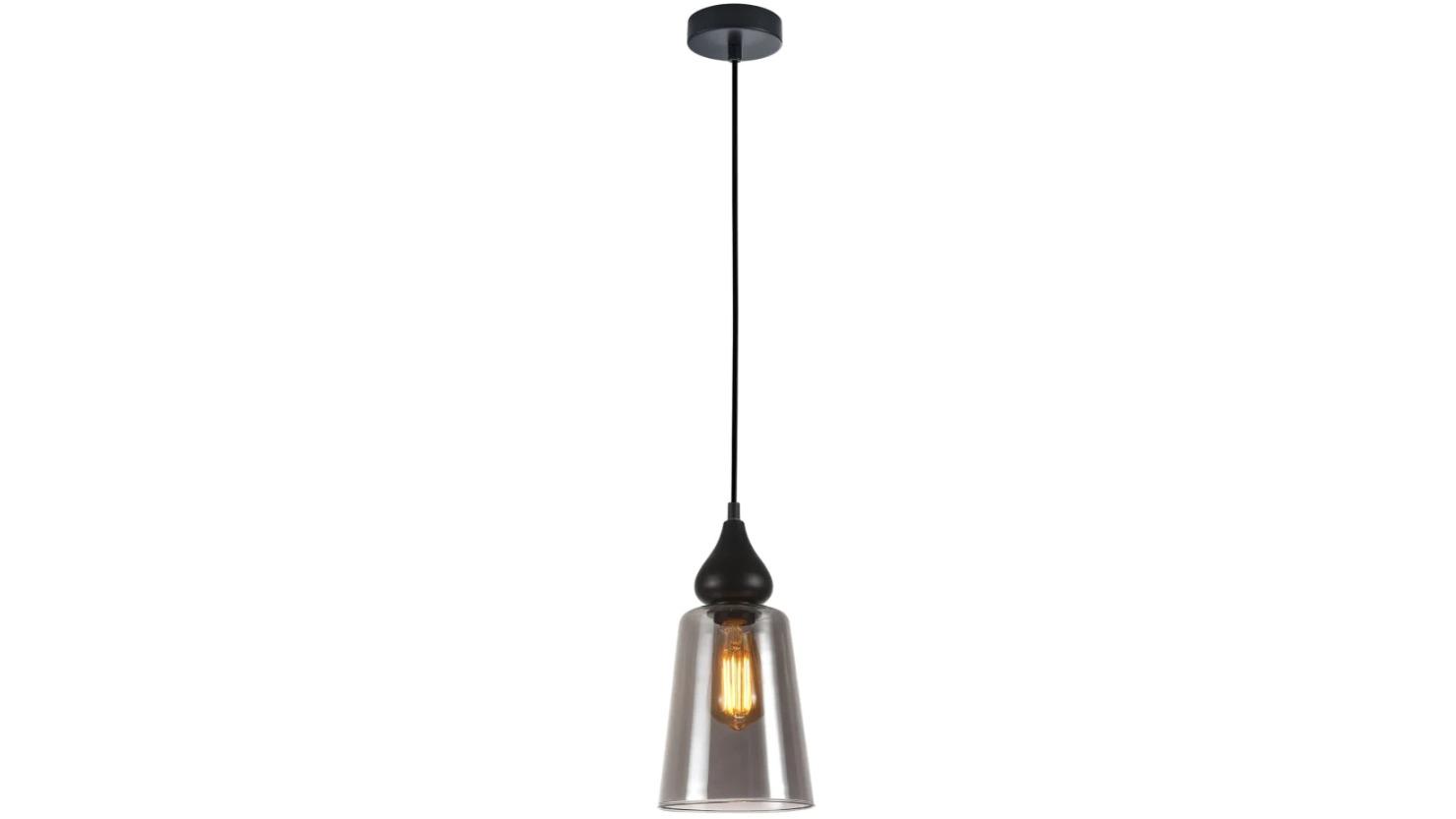 JEREZ Modern Interior Smokey Black Ellipse Glass Flat Top Pendant Light