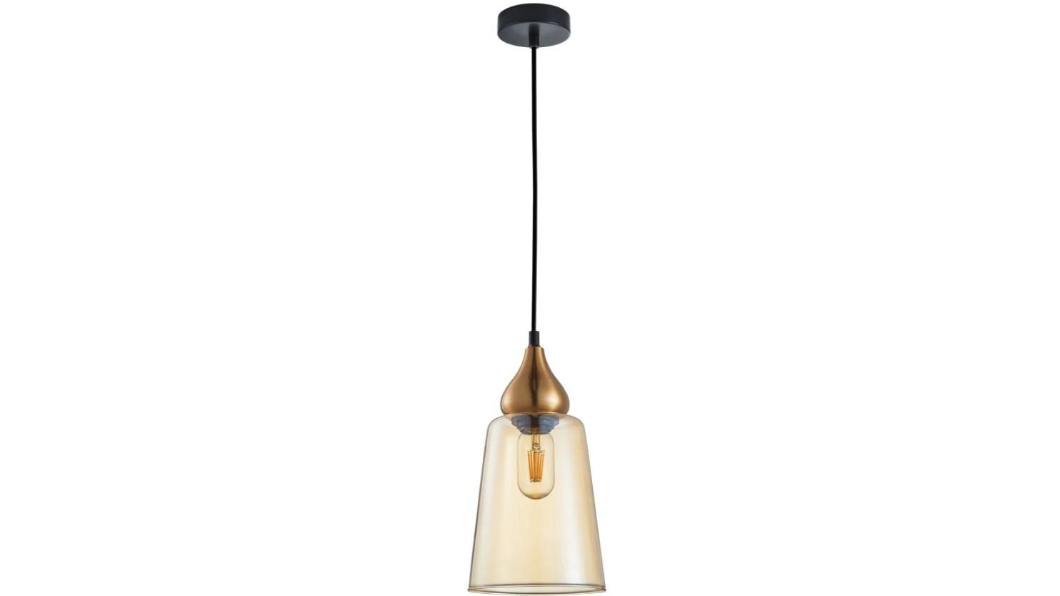 JEREZ Modern Interior Bronze Amber Flat Top Ellipse Glass Pendant Light