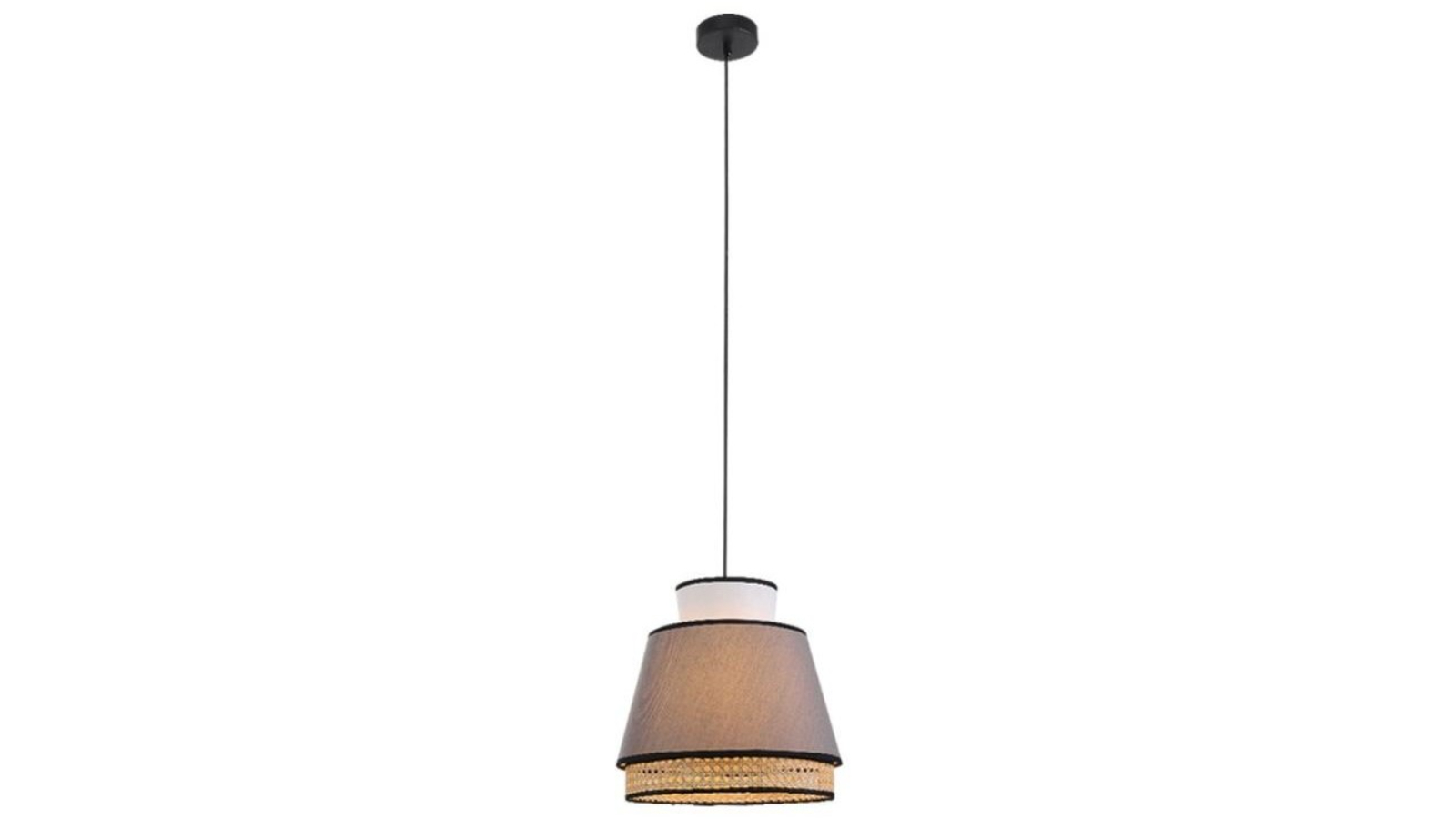 Luminea Jesse Rattan Modern Elegant Pendant Light - Grey/Natural