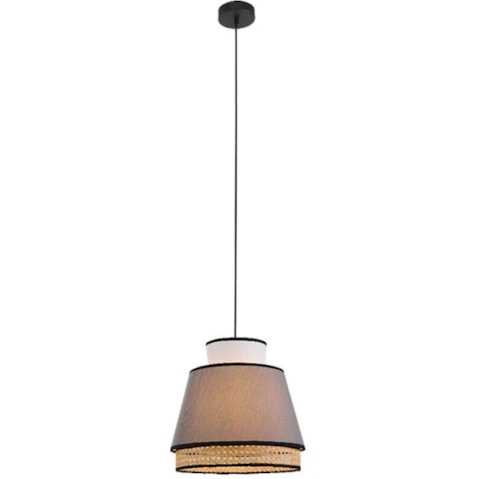 Luminea Jesse Rattan Modern Elegant Pendant Light - Grey/Natural