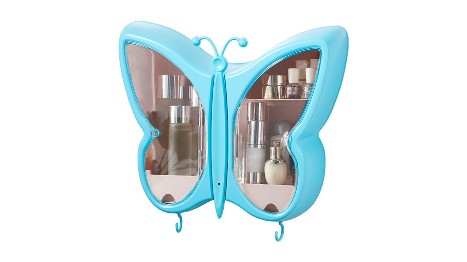 Soga Butterfly Shape Wall-Mounted Makeup Organiser Storage Box - Blue