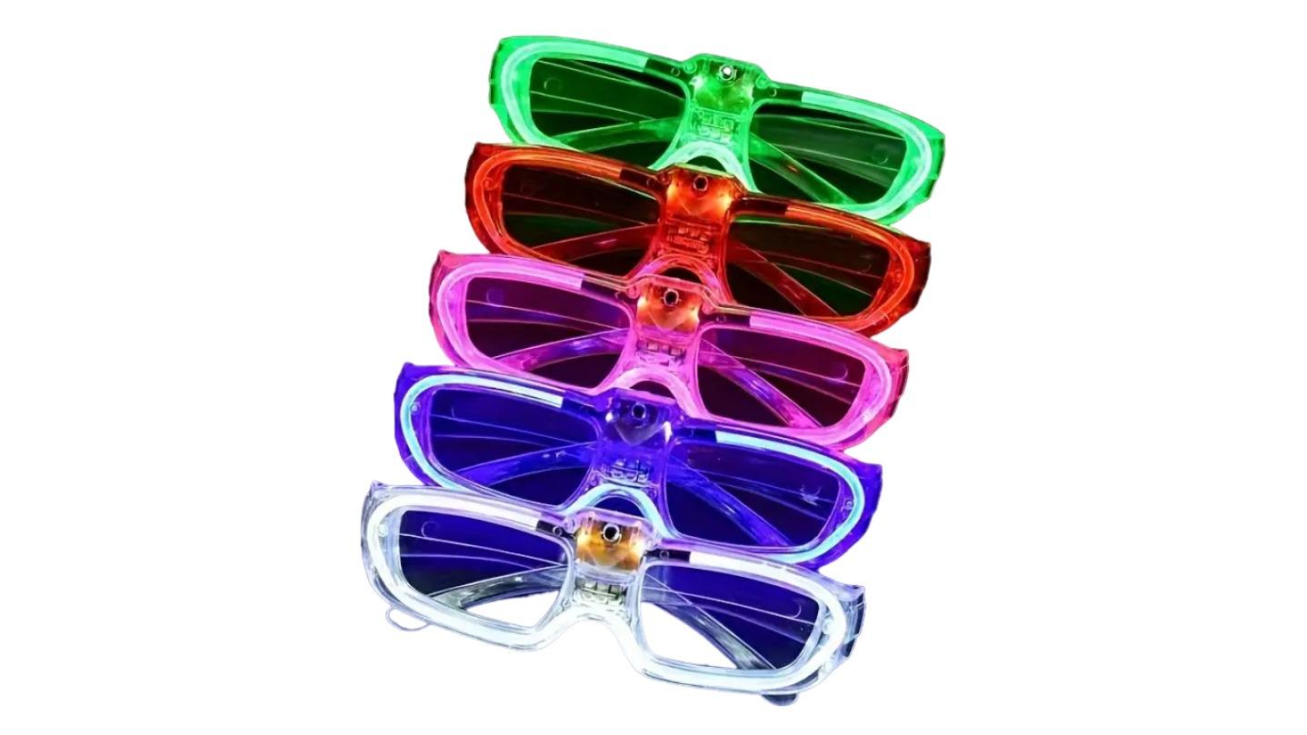TM Pack of 10 Glasses Featuring 5 Neon LED Light Mode