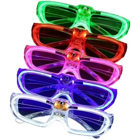 TM Pack of 10 Glasses Featuring 5 Neon LED Light Mode