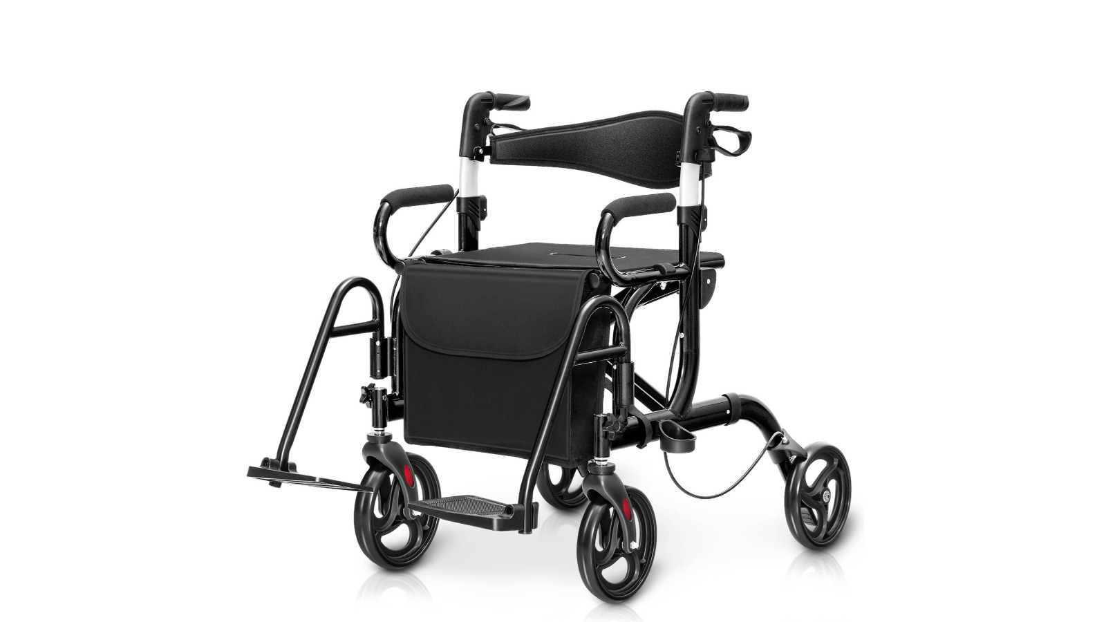 Costway 2-in-1 Aluminum Folding Rollator Walker - Black