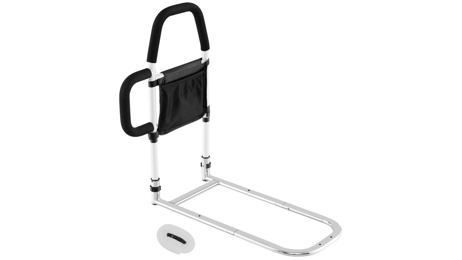 Costway Bed Rail with Dual Handles Pocket and Security Strap - White