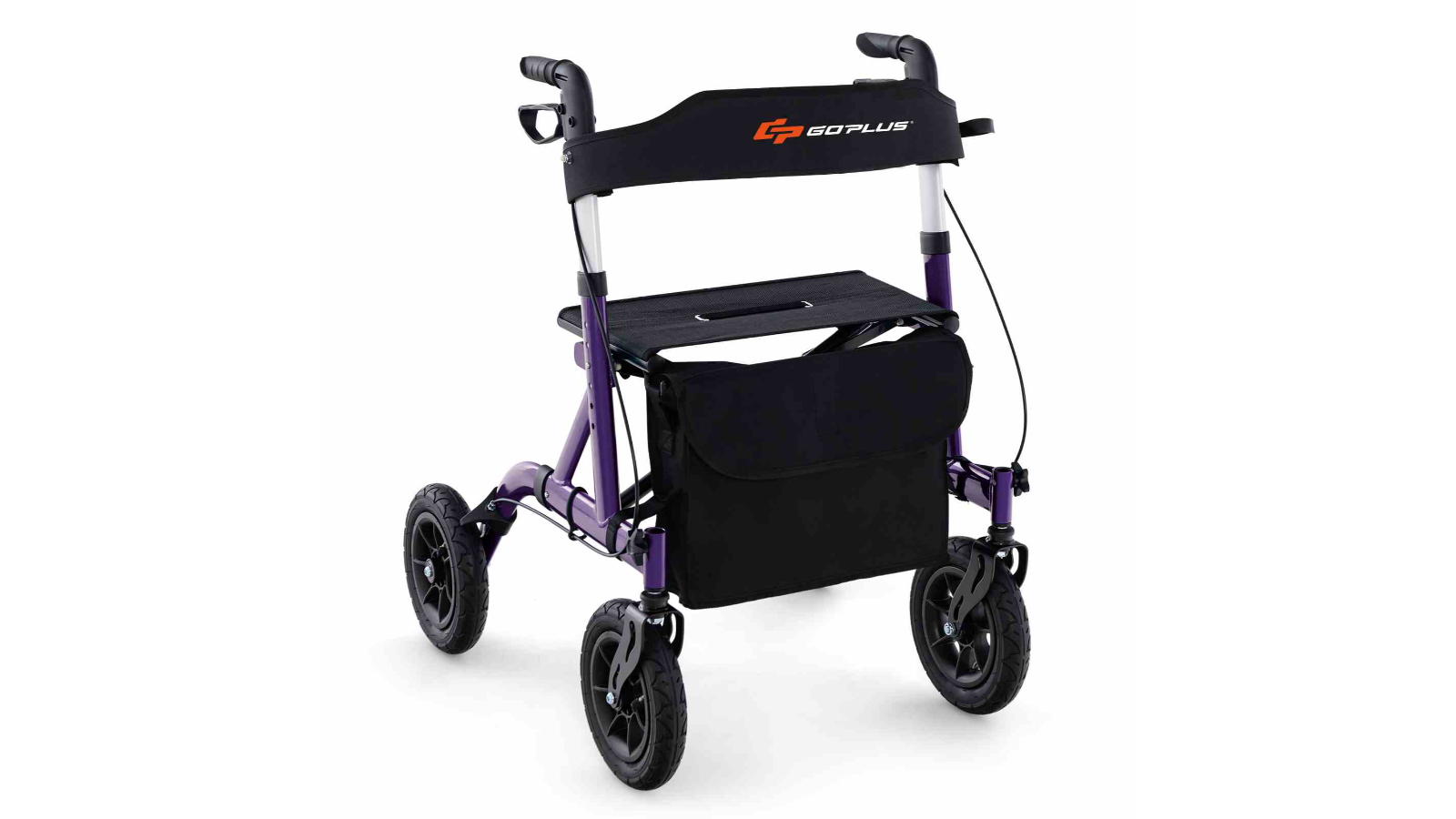 Costway Folding Aluminum Rolling Walker with Seat and Storage - Purple