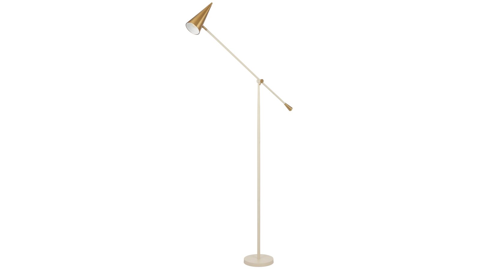 Pretty & Practical Teraform Tall Beige Brass Floor Lamp with Foot Switch