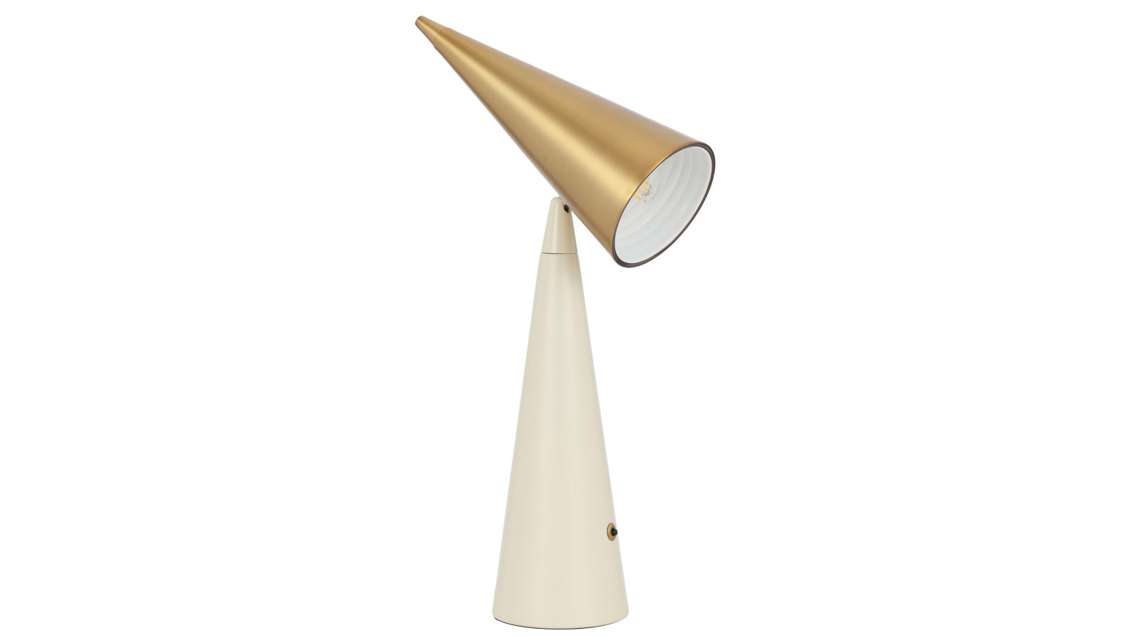 Pretty & Practical Cantoton Compact Beige Brass Table Lamp with Inline Switch