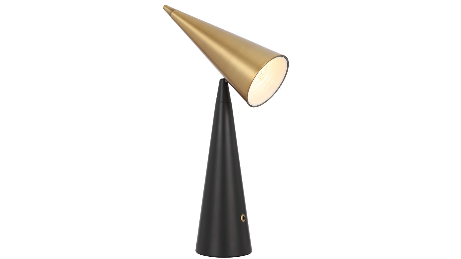 Pretty & Practical Terawood Compact Black Brass Table Lamp with Inline Switch