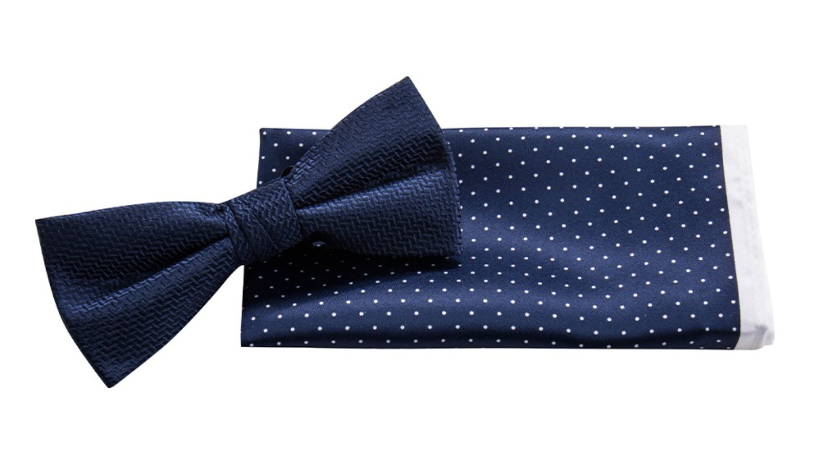 Jeff Banks 2 Piece Bowtie Pocket Square - Navy