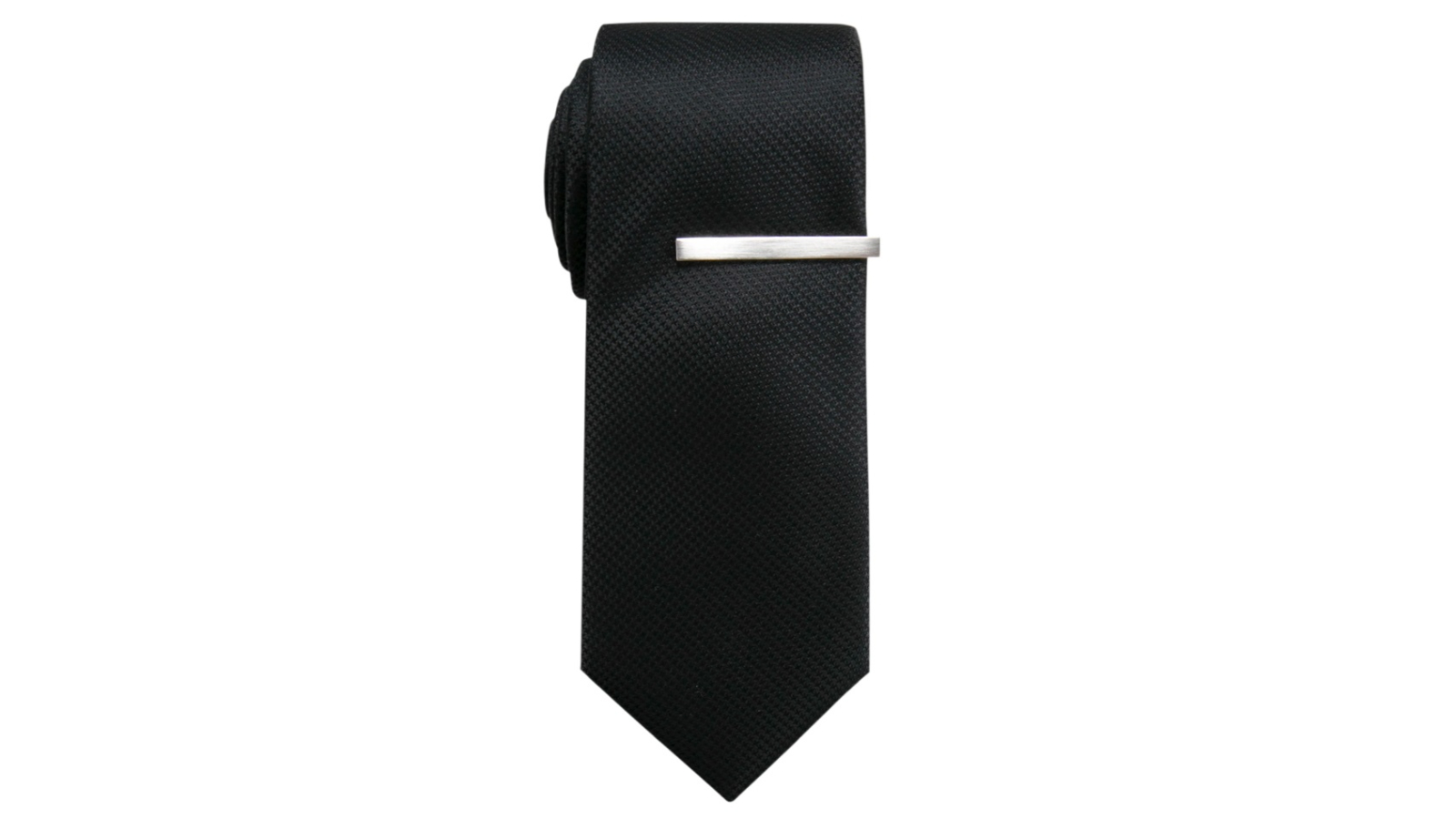 Jeff Banks Set of 2 Plain Tie and Tie Bar - Black