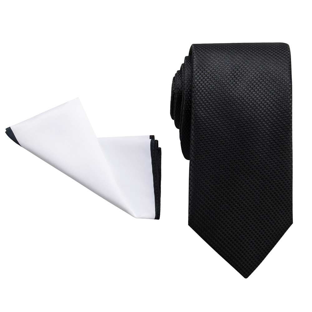 Jeff Banks 2 Piece Tie and Pocket Square - White/Black