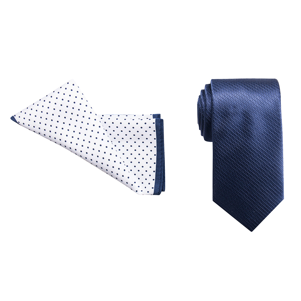 Jeff Banks 2 Piece Tie and Pocket Square - Navy