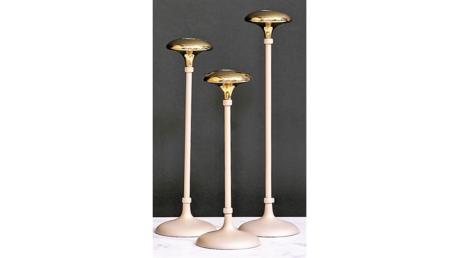 SSH Collection Marilyn 23cm / 26cm / 30cm Single Tea Light Candle Holder Set of 3 - Tone Gold