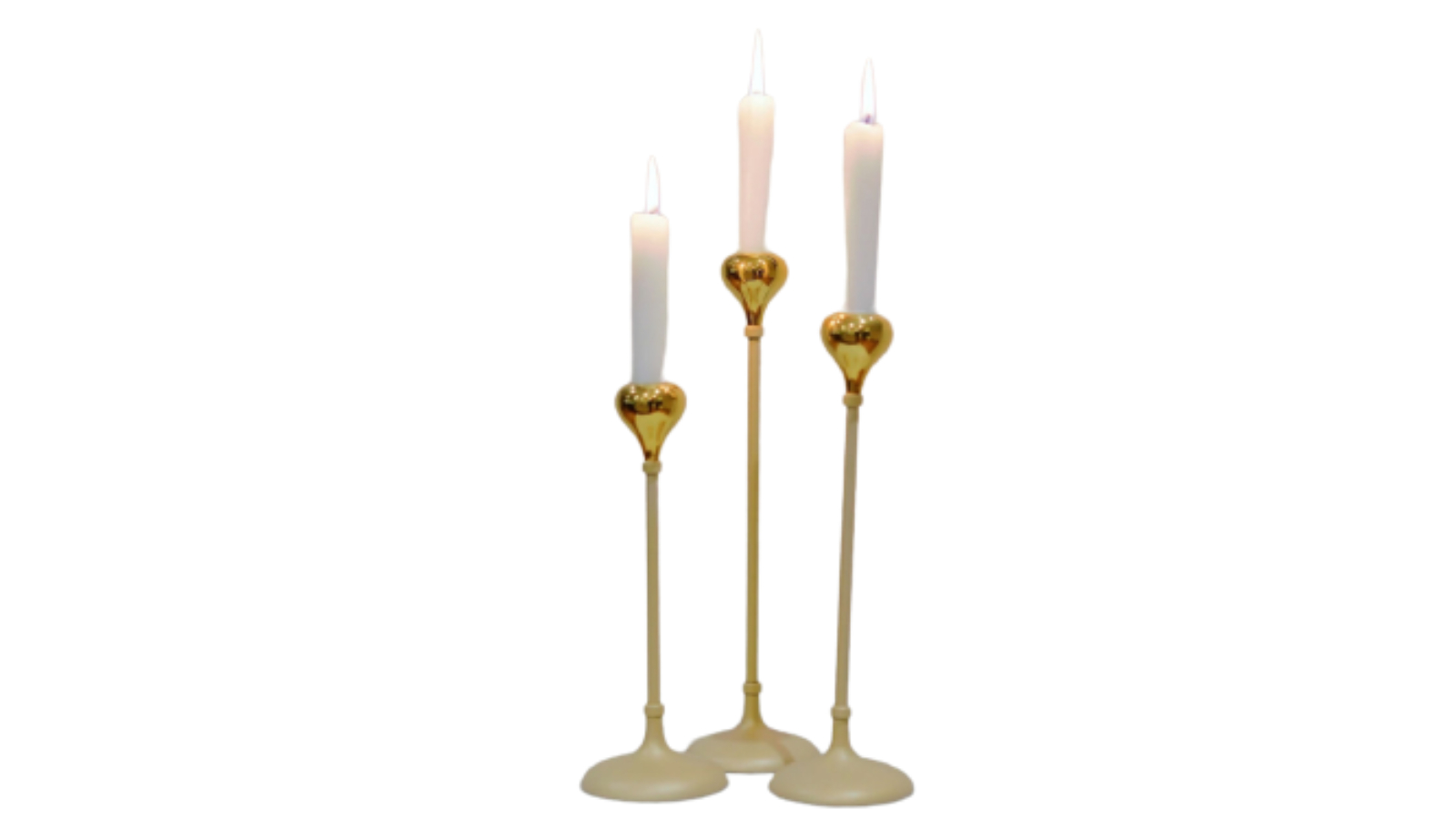 SSH Collection Tear Drop 24cm / 28cm / 32cm Tall Single Candle Holder Set of 3 - 2 Tone Gold