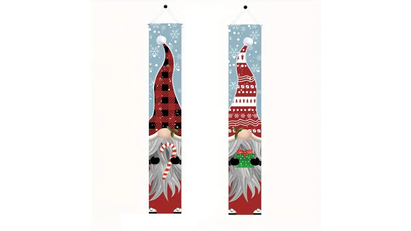 NNETM 2 Piece Whimsical Gnome Porch Sign Banner