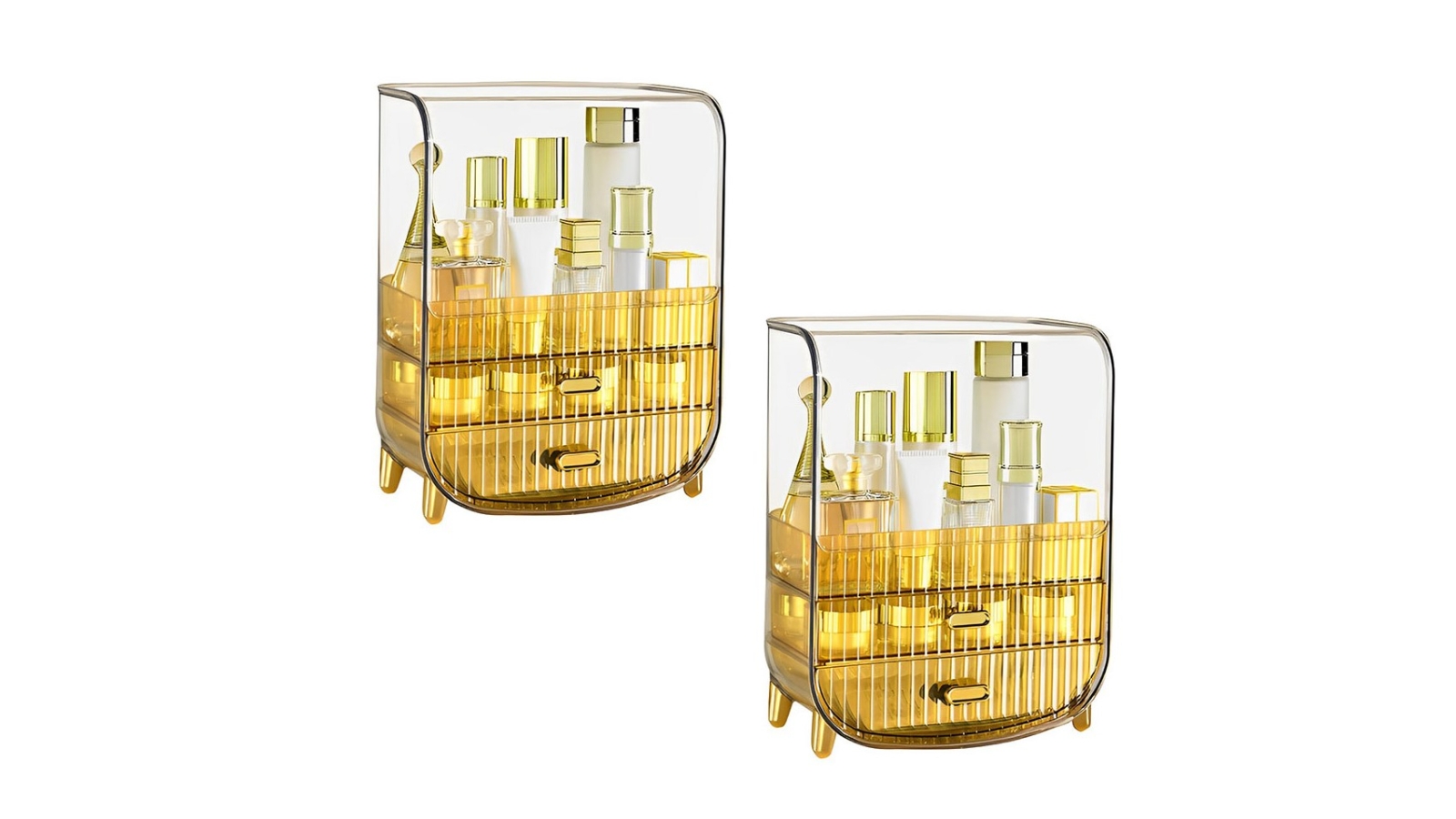 Soga 3-Tier Multifunctional Countertop 2 Piece Cosmetic Storage - Golden Yellow 