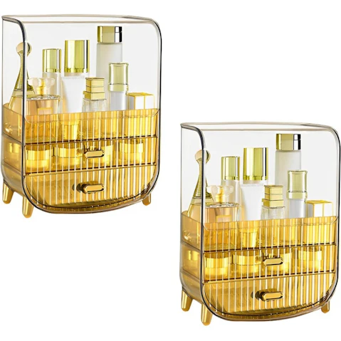 Soga 3-Tier Multifunctional Countertop 2 Piece Cosmetic Storage - Golden Yellow