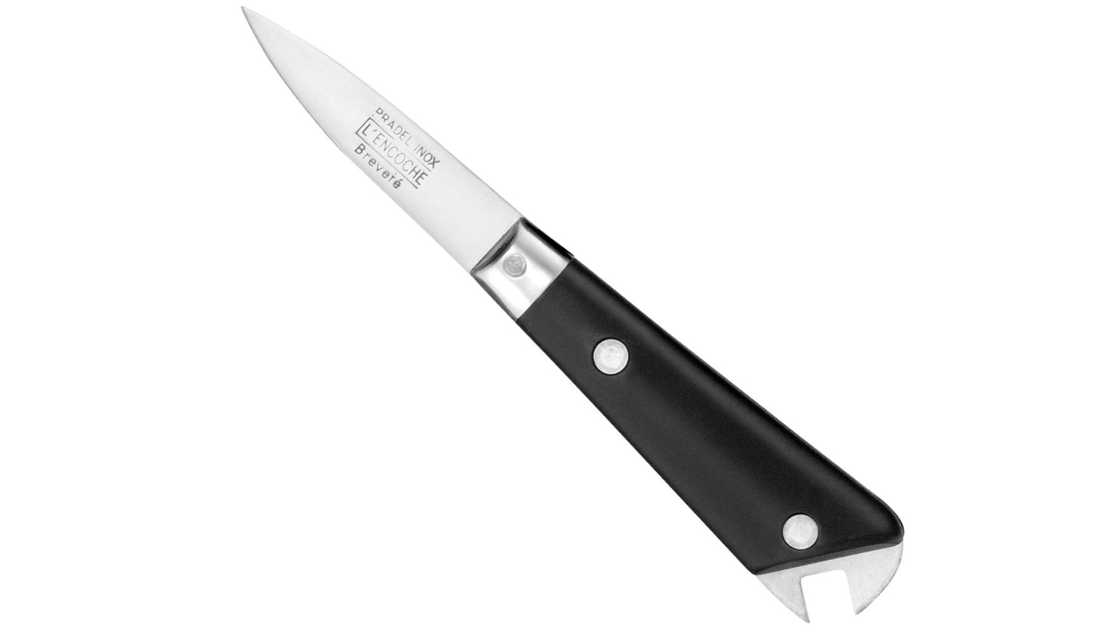 Laguiole Jean Neron Black Handle Oyster Knife with Cracking Notch