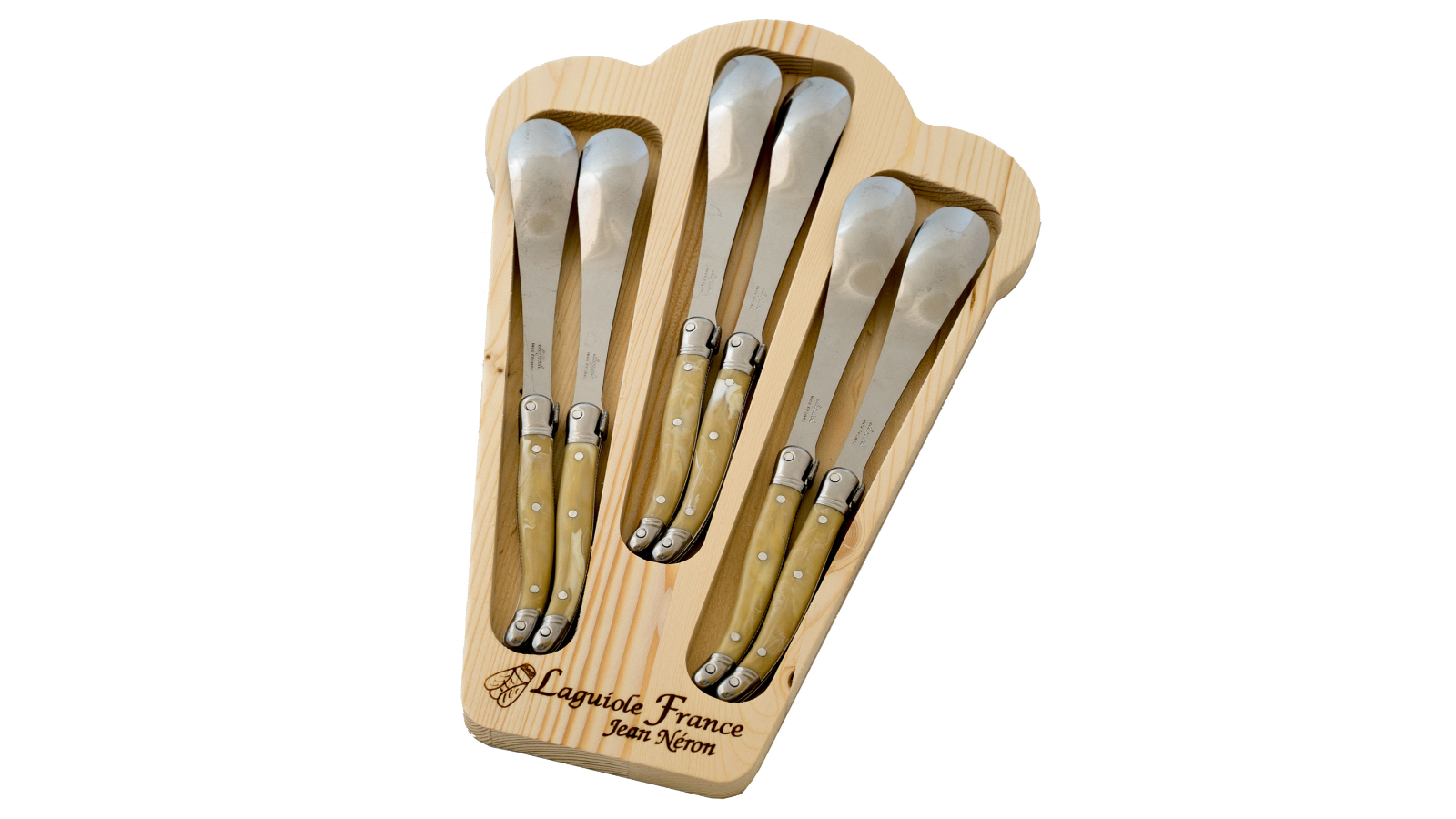 Laguiole Jean Neron Set of 6 Dessert Spoon - Light Horn