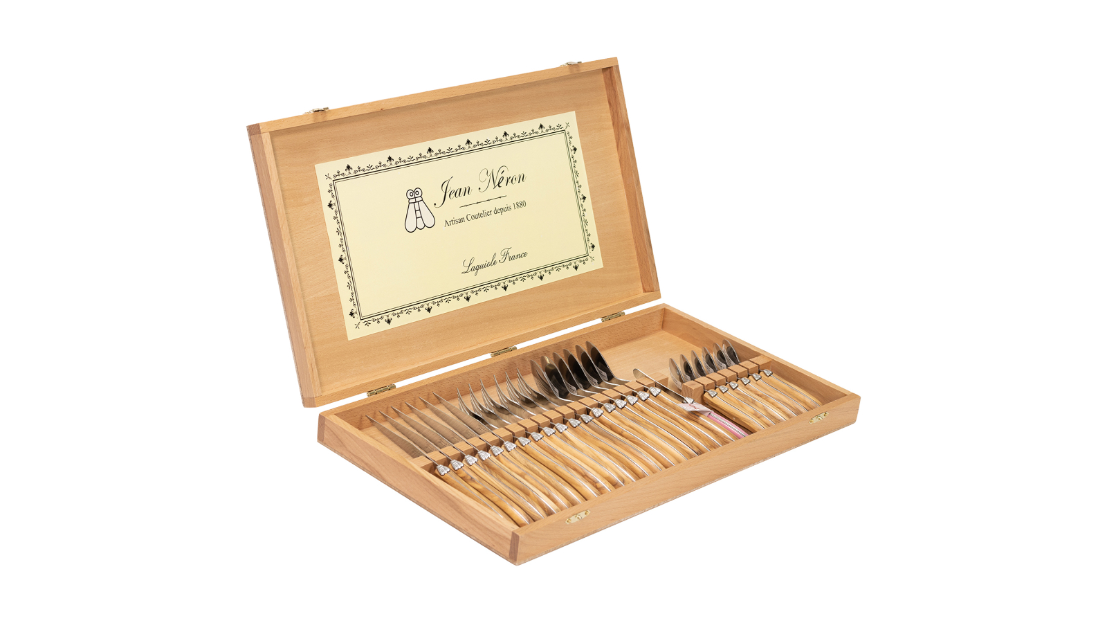 Laguiole Jean Neron Set of 24 Cutlery Gift Box - Olive Wood