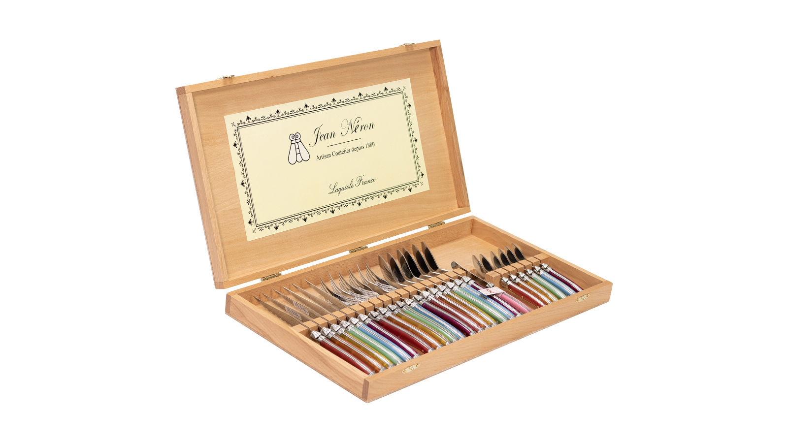 Laguiole Jean Neron Set of 24 Cutlery Gift Box - Mixed Colour