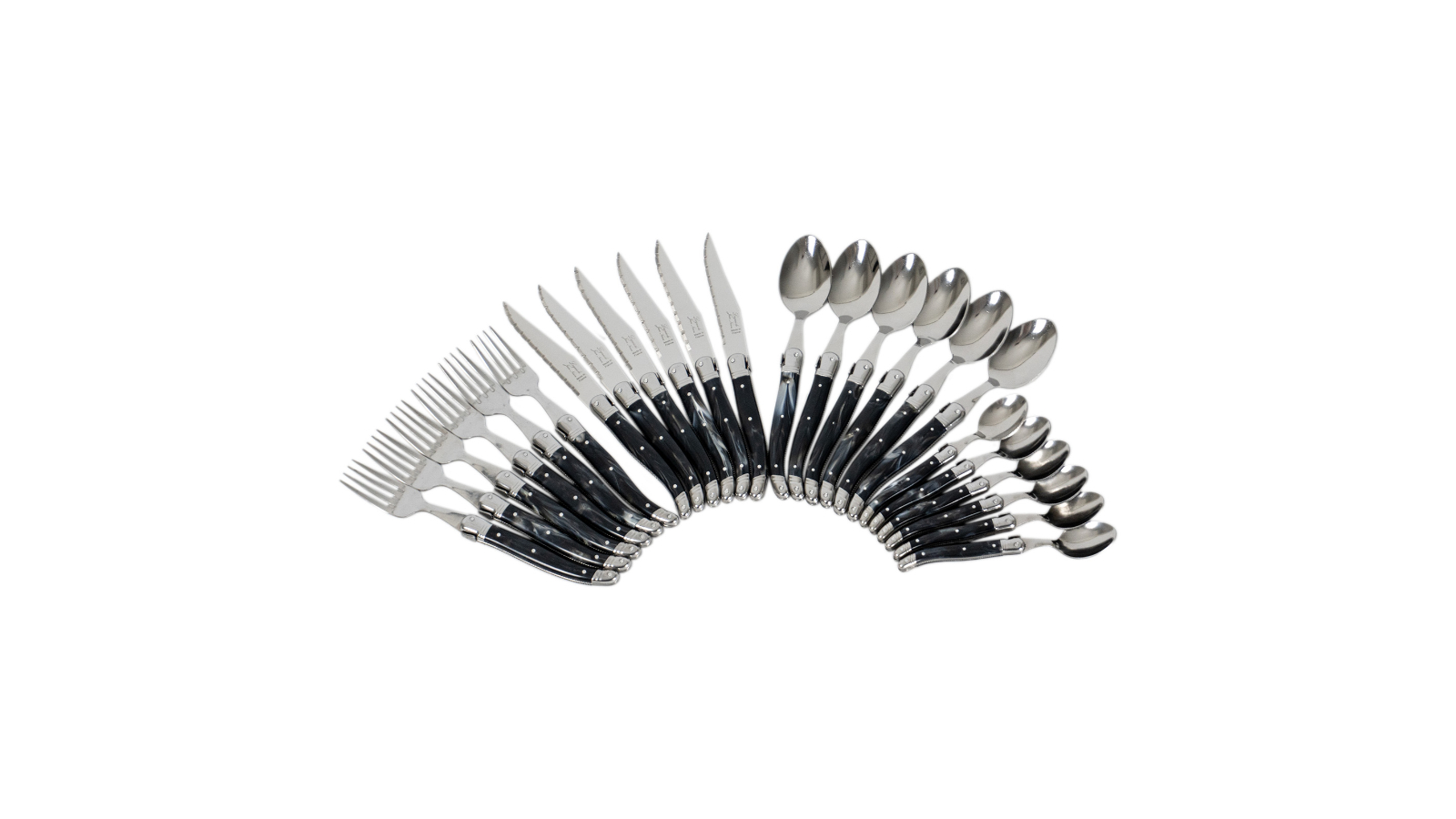 Laguiole Jean Neron Set of 24 Cutlery Gift Box - Black Horn