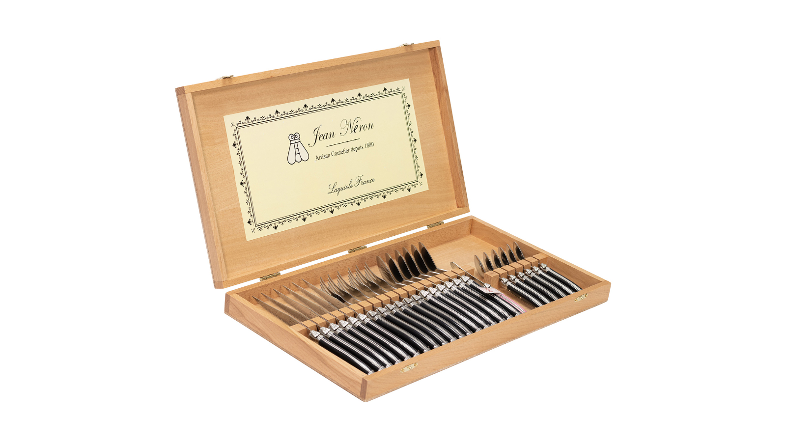 Laguiole Jean Neron Set of 24 Cutlery Gift Box - Black