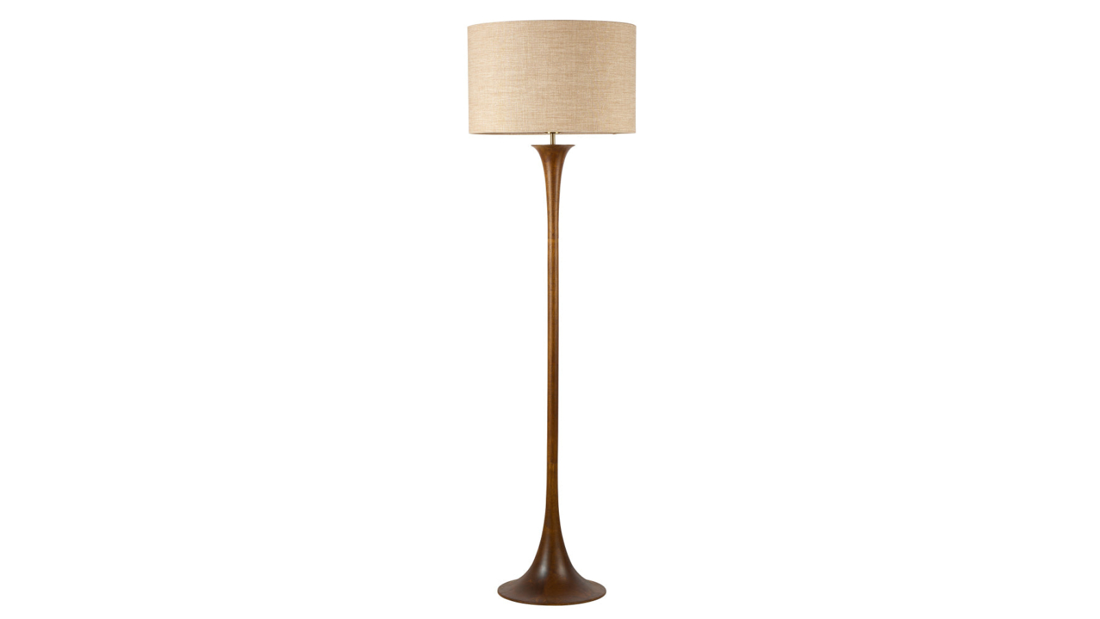 Luminea Jones Fabric Shade Classic Wood Grain Finish Standing Floor Lamp - Walnut