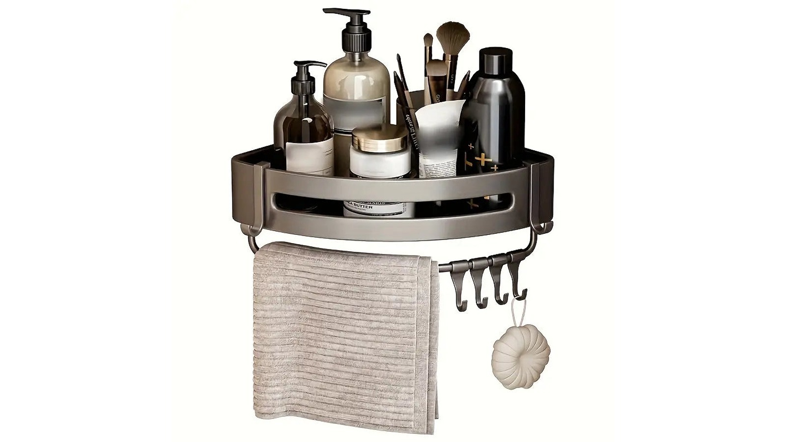 TM Non-Drill Aluminum Wall-Mounted Corner Shelf Bathroom Storage Rack