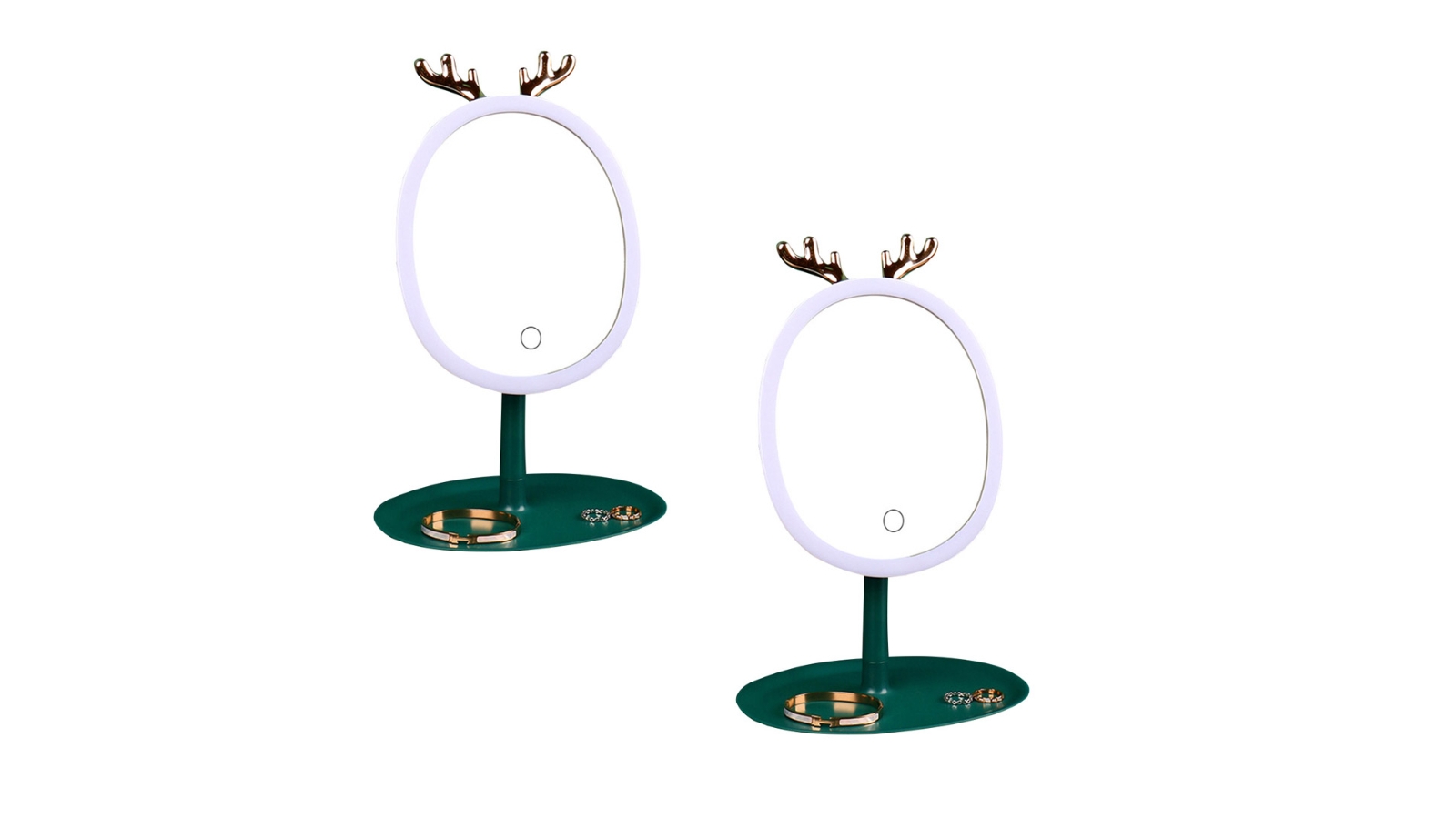 Soga 2x Antler LED Light Makeup Mirror Tabletop Vanity - Green