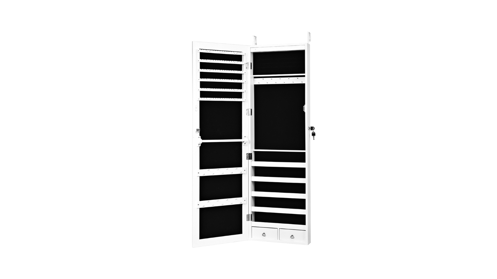 Costway LED Wall-Mounted Mirror Jewelry Cabinet - White