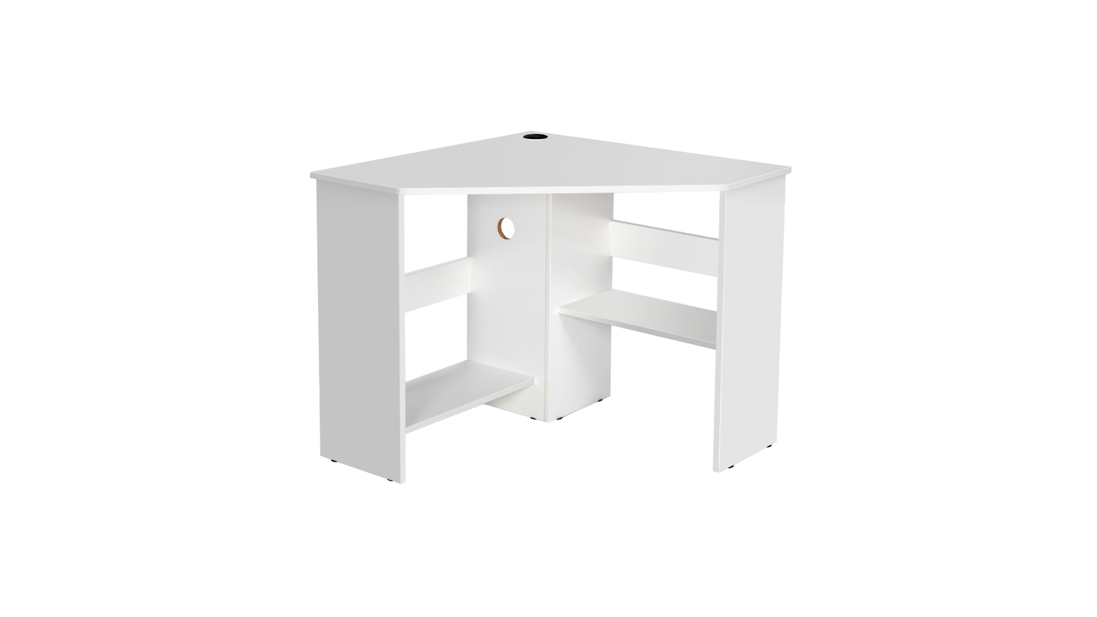 Costway Triangle Computer Table with Storage Shelf Corner Desk - White