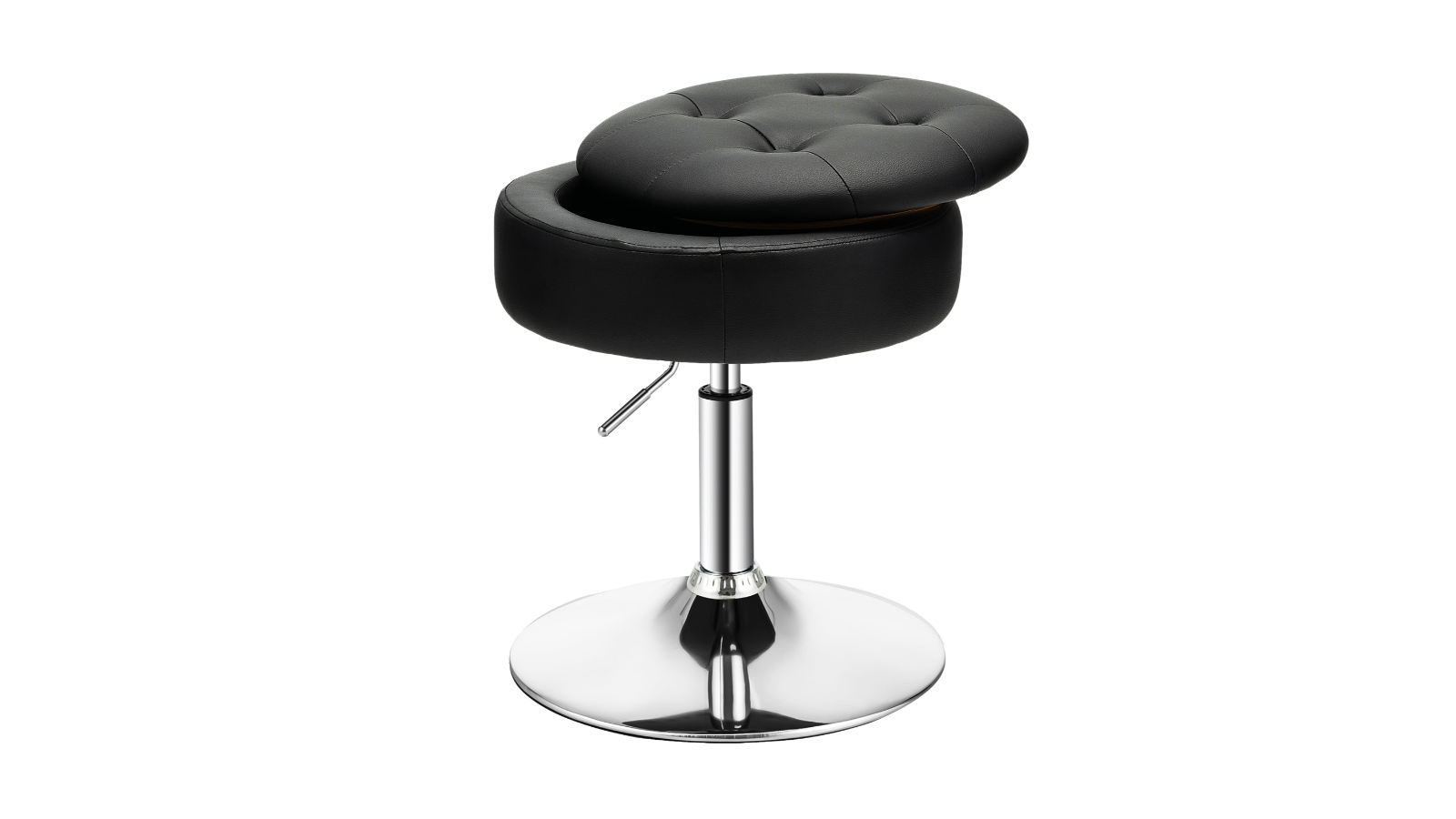 Costway PU Leather Swivel Chair with Flipped Lid Storage - Black