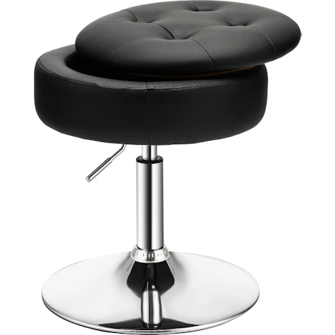 Costway PU Leather Swivel Chair with Flipped Lid Storage - Black