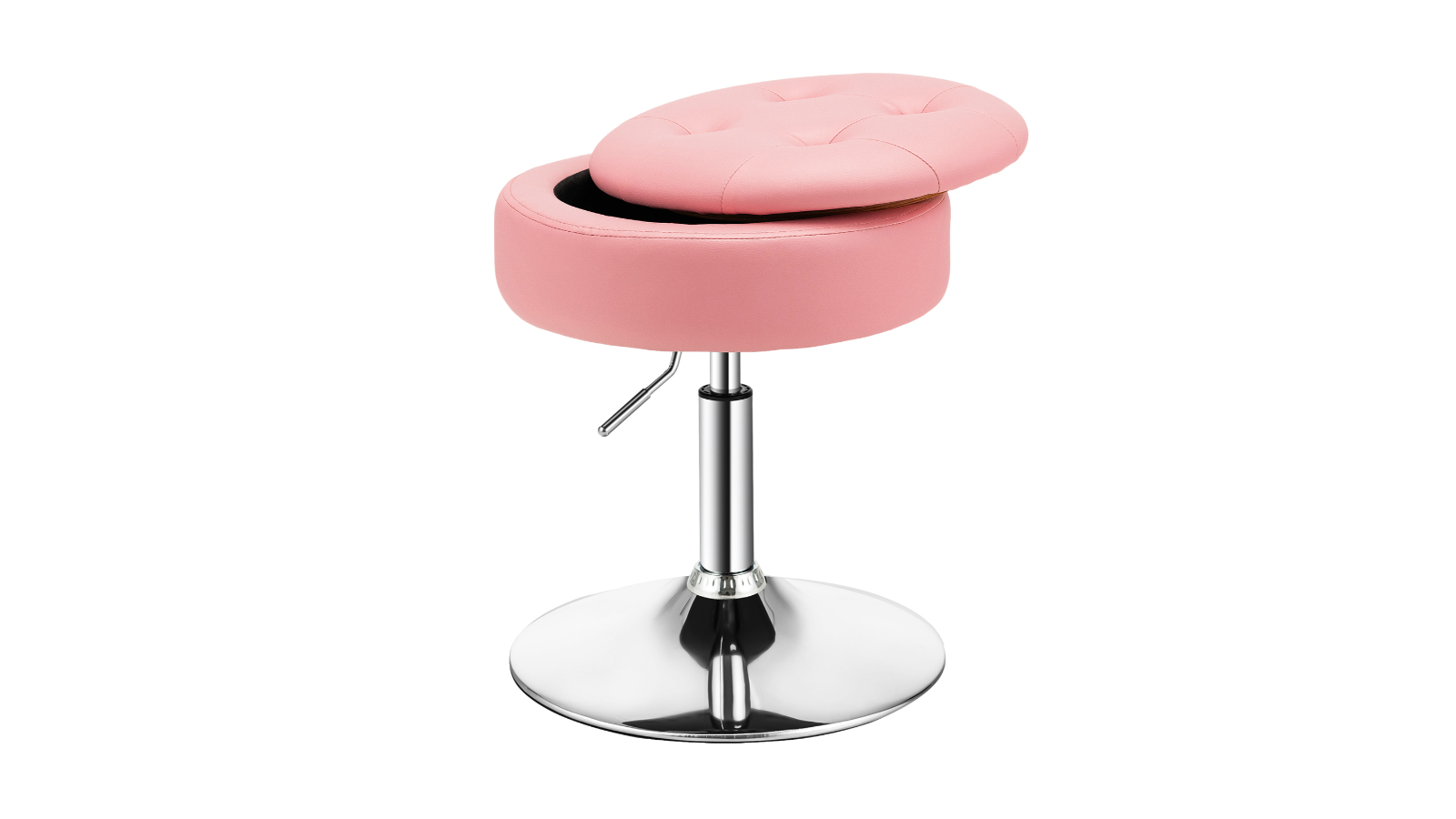 Costway PU Leather Swivel Chair with Flipped Lid Storage - Pink