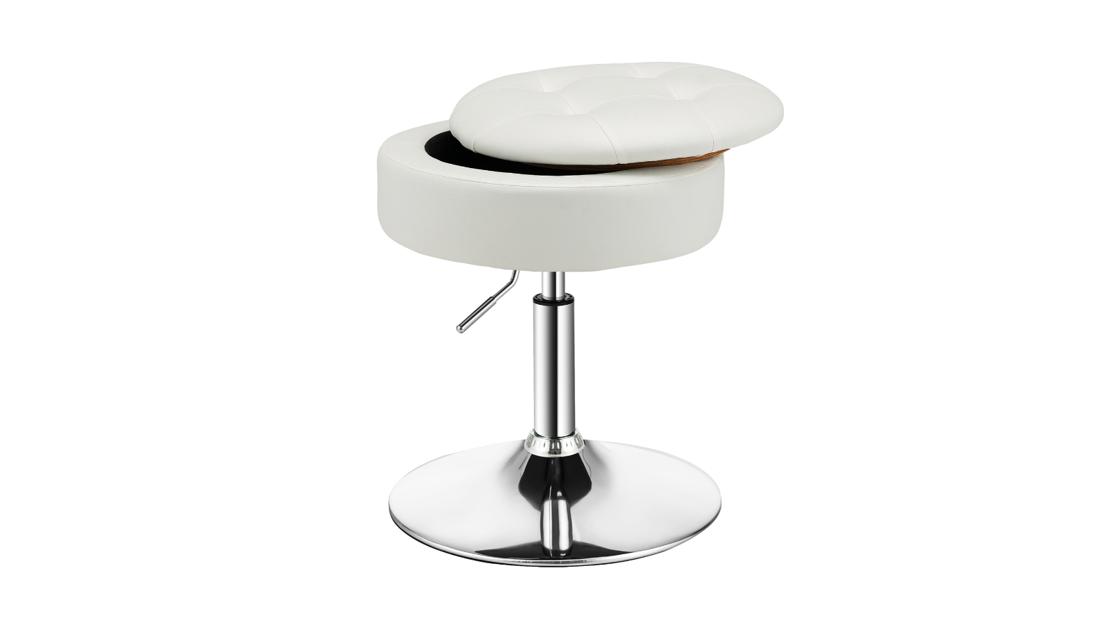 Costway PU Leather Swivel Chair with Flipped Lid Storage - White