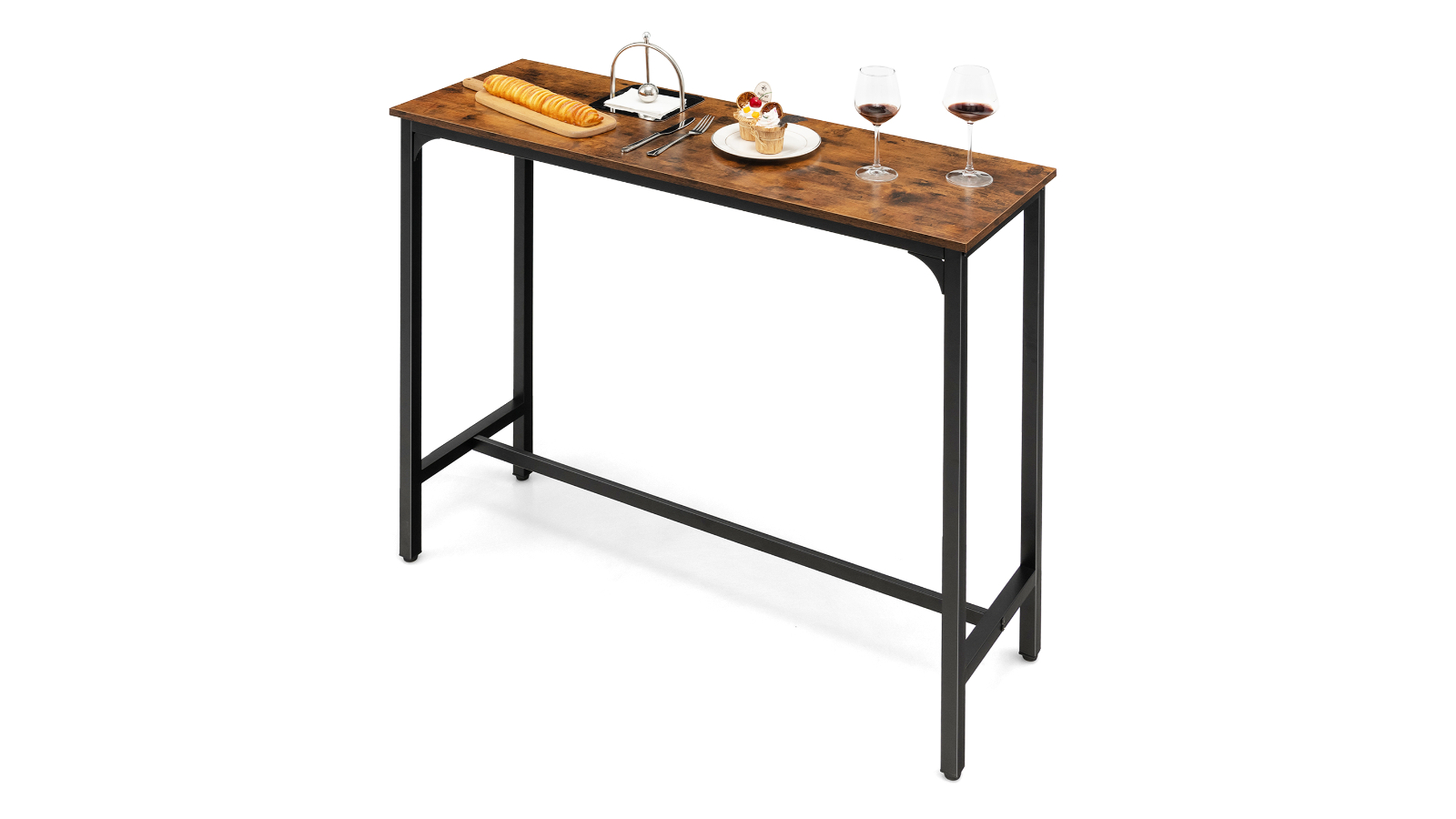 Costway Bar Table Dining Room Kitchen with Footrest - 120cm 