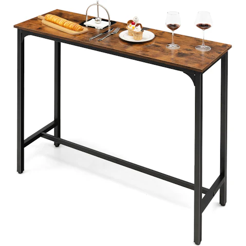 Costway Bar Table Dining Room Kitchen with Footrest - 120cm