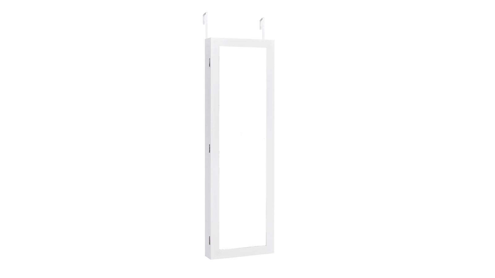 Costway White Wall/Door Jewelry Cabinet with Full Length Mirror Storage Shelves 