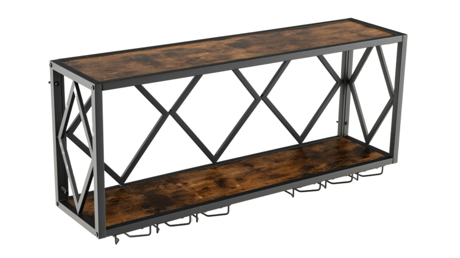 Costway 2-Tier Wall Mounted Wine Rack with Glass Holder