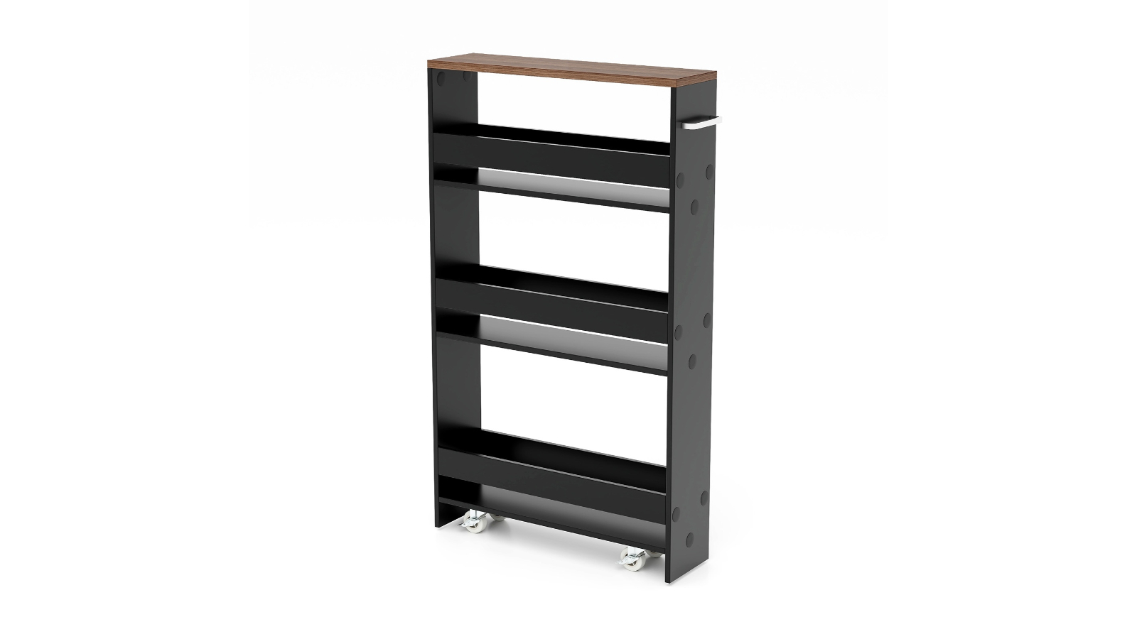 Costway 4-Tier Kitchen Storage Trolley with Open Shelve - Black