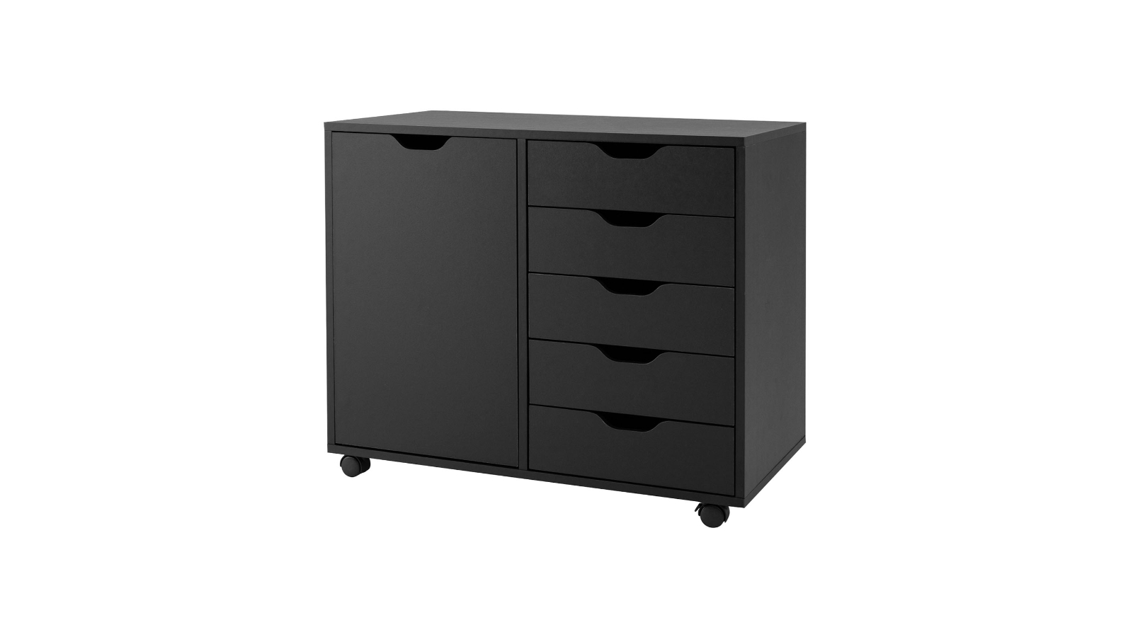 Costway 5-Drawer Mobile Filing Cabinet with Door and Shelf - Black