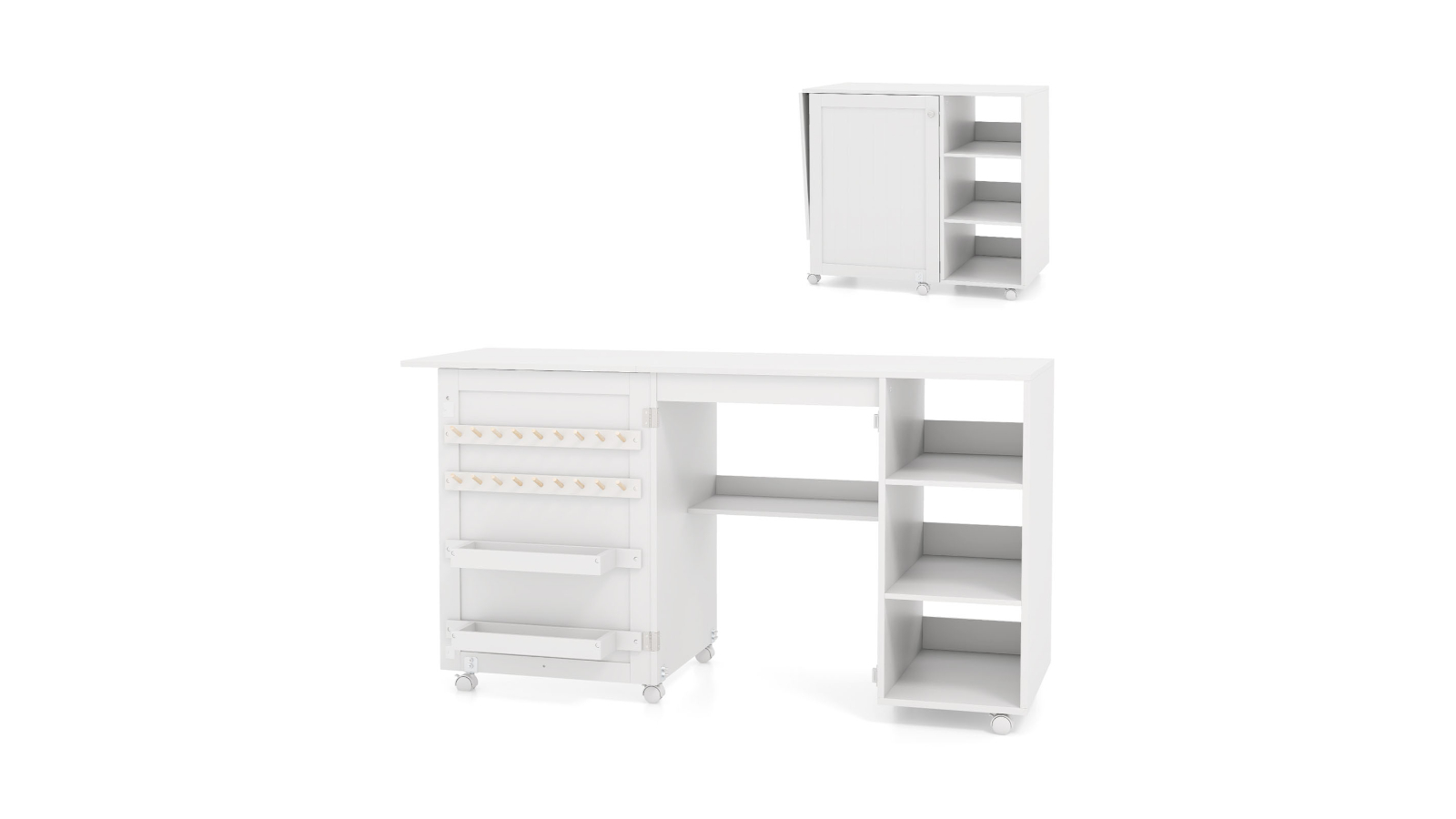Costway Folding Sewing Table Storage Cabinet - White