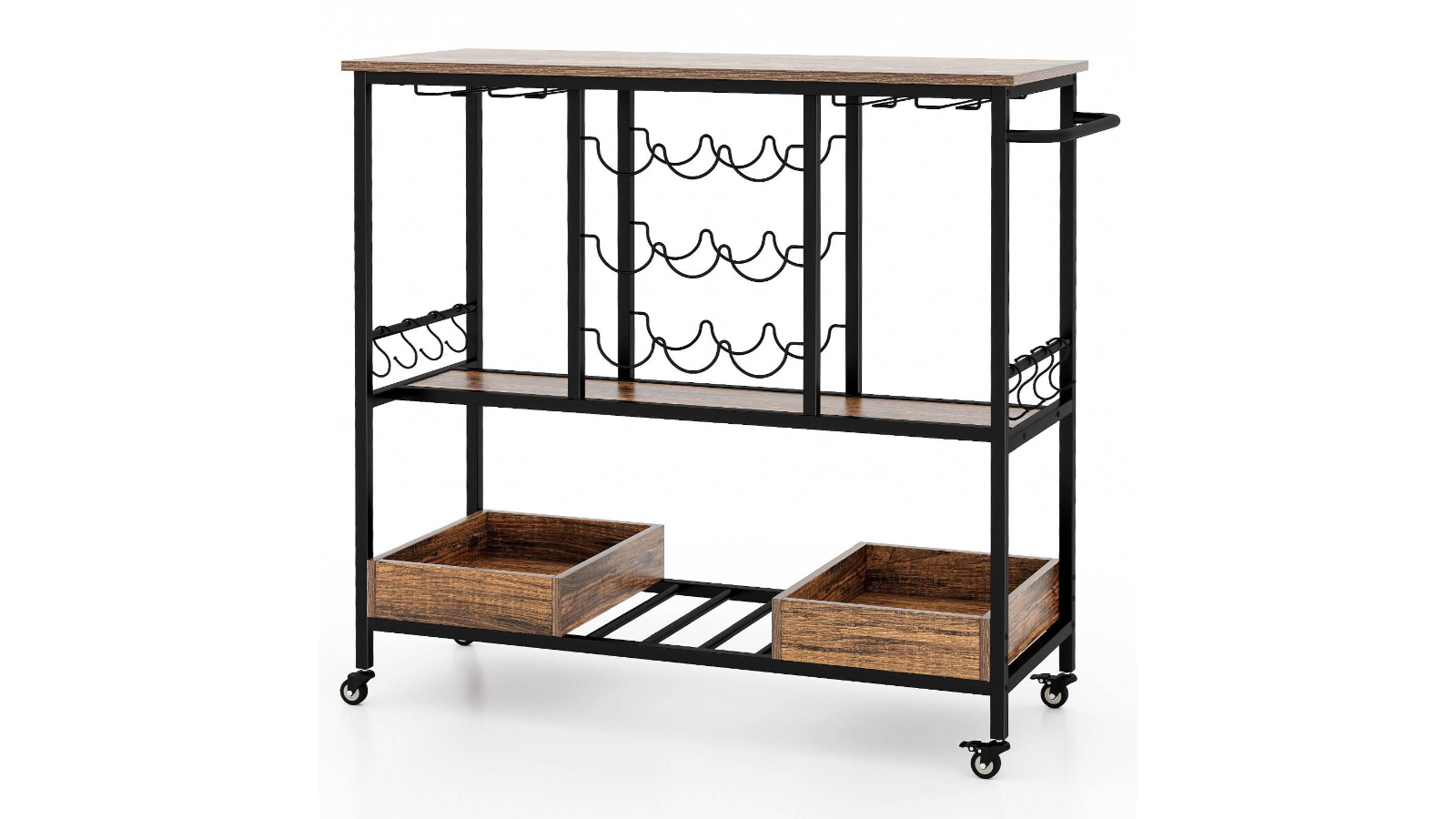 Costway Kitchen Organizer Mobile Bar Serving Cart